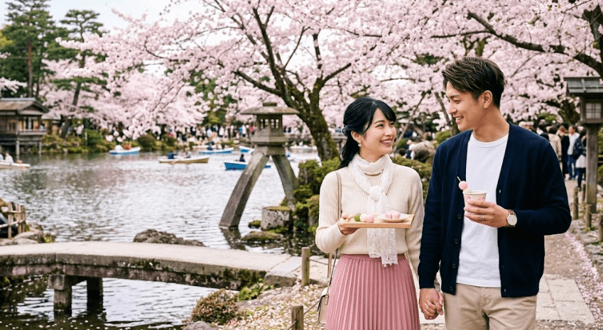 金沢の春限定グルメと桜咲く兼六園デート