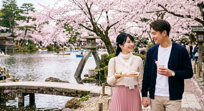 金沢の春限定グルメと桜咲く兼六園デート